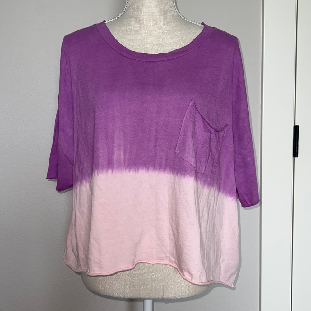 Abound dip tie dye short sleeve boxy tee shirt pink purple medium